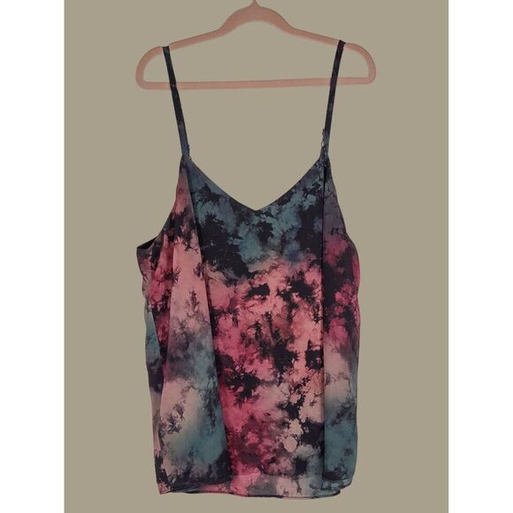 Torrid Sophie Pink, Blue, & Black Tie-Dye Camisole Top Adjustable Straps Size 2 - Picture 1 of 6